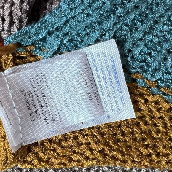 Women’s Oversized Knit Sweater Multicolor Striped V-Neck XL - Picture 10 of 11